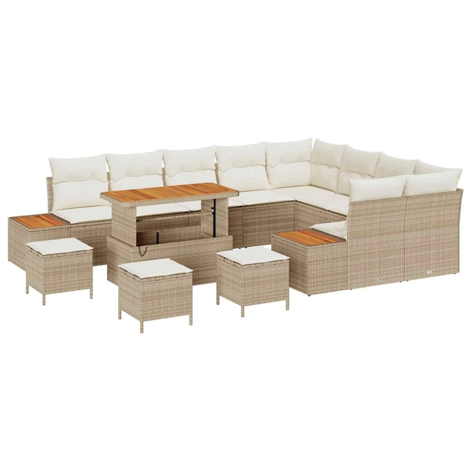 vidaXL Garten-Sofa-Set mit Kissen 13-Tlg Beige Poly Rattan 3362961 günstig online kaufen