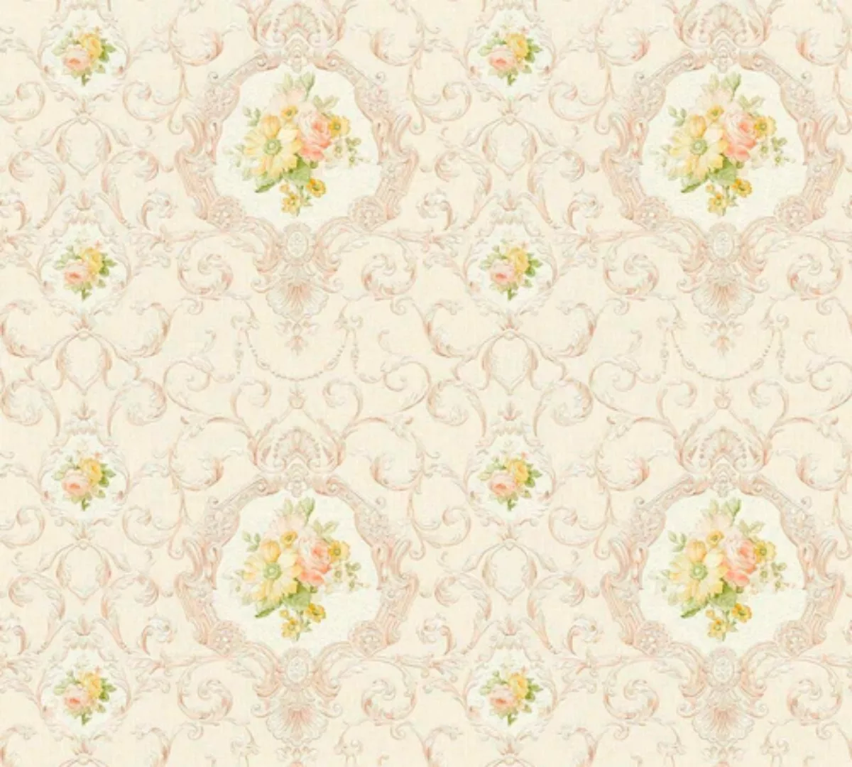 Bricoflor Romantische Tapete mit Blumen Nostalgische Landhaus Vliestapete F günstig online kaufen
