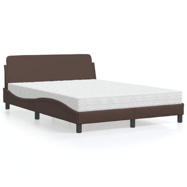 vidaXL Bett Bett mit Matratze Braun 120x200 cm Kunstleder günstig online kaufen