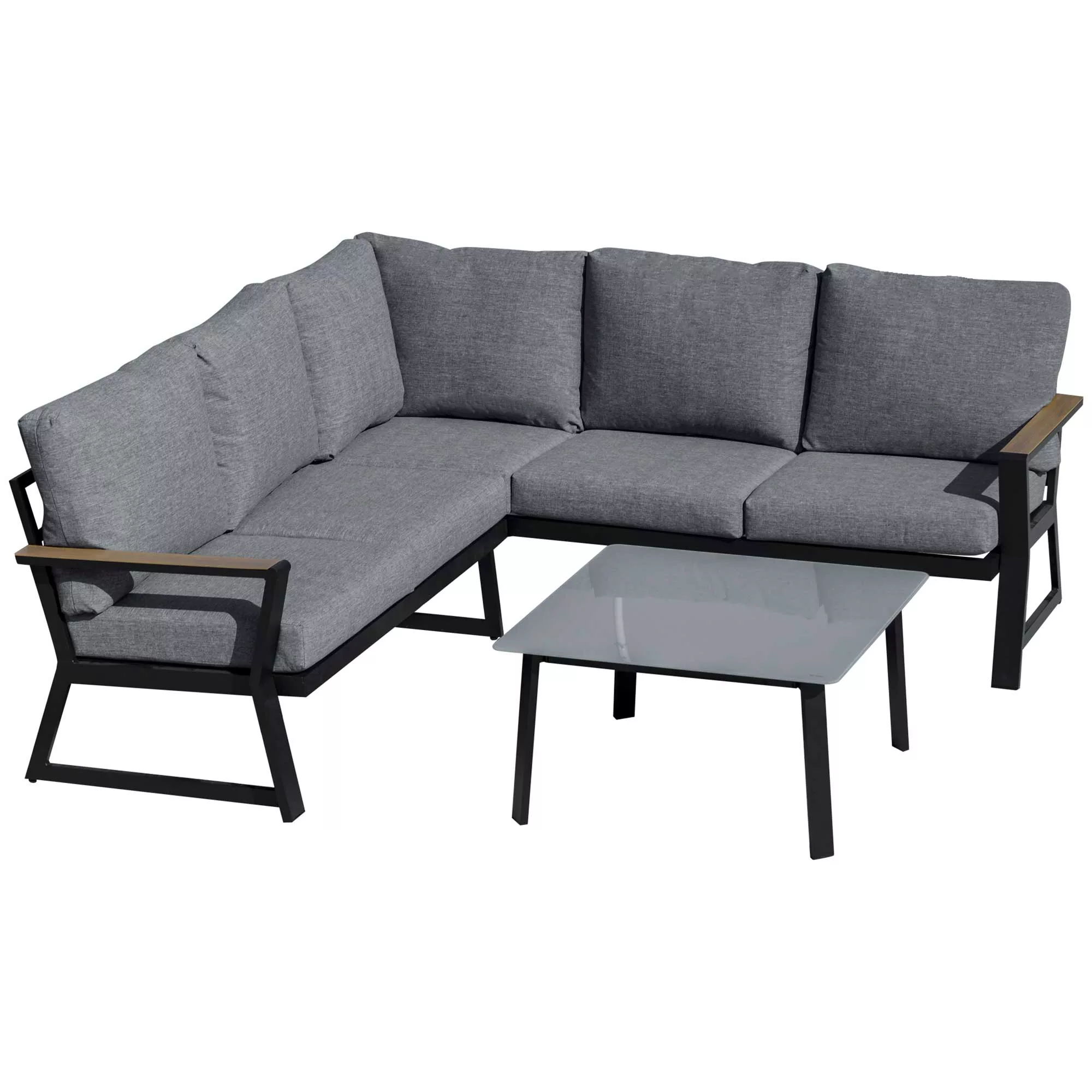 Outsunny Gartenmöbel-Set für 4 Personen, L-Form Sofa mit Kissen, Beistellti günstig online kaufen