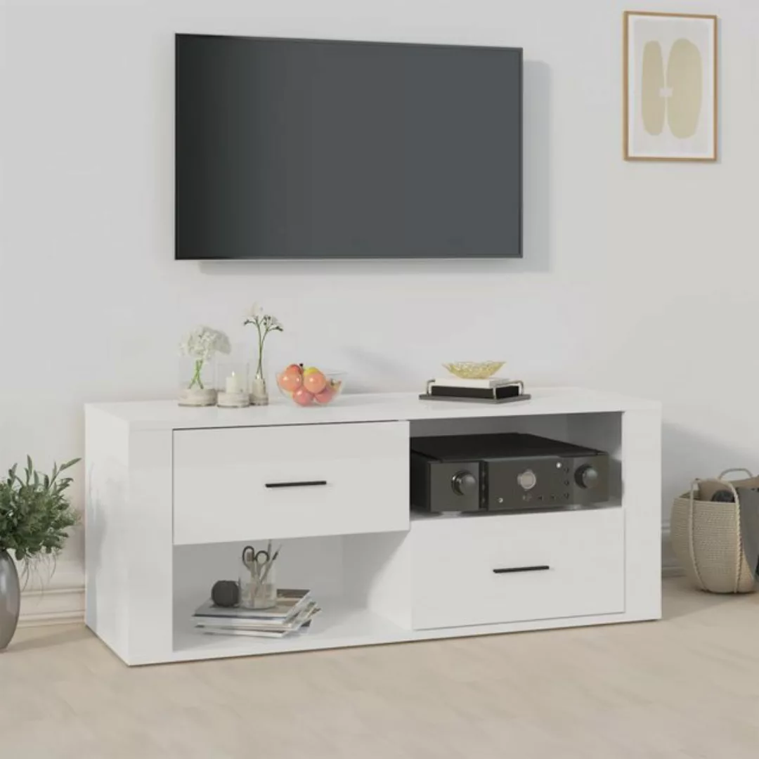 vidaXL TV-Schrank TV-Schrank Hochglanz-Weiß 100x35x40 cm Spanplatte Lowboar günstig online kaufen