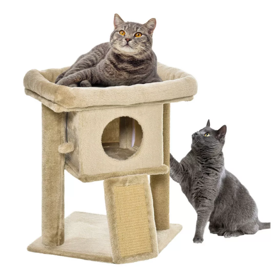 PawHut Kratzbaum katze 2 Ebenen mit Katzenhöhle und Spielball, Jute-Kratzma günstig online kaufen