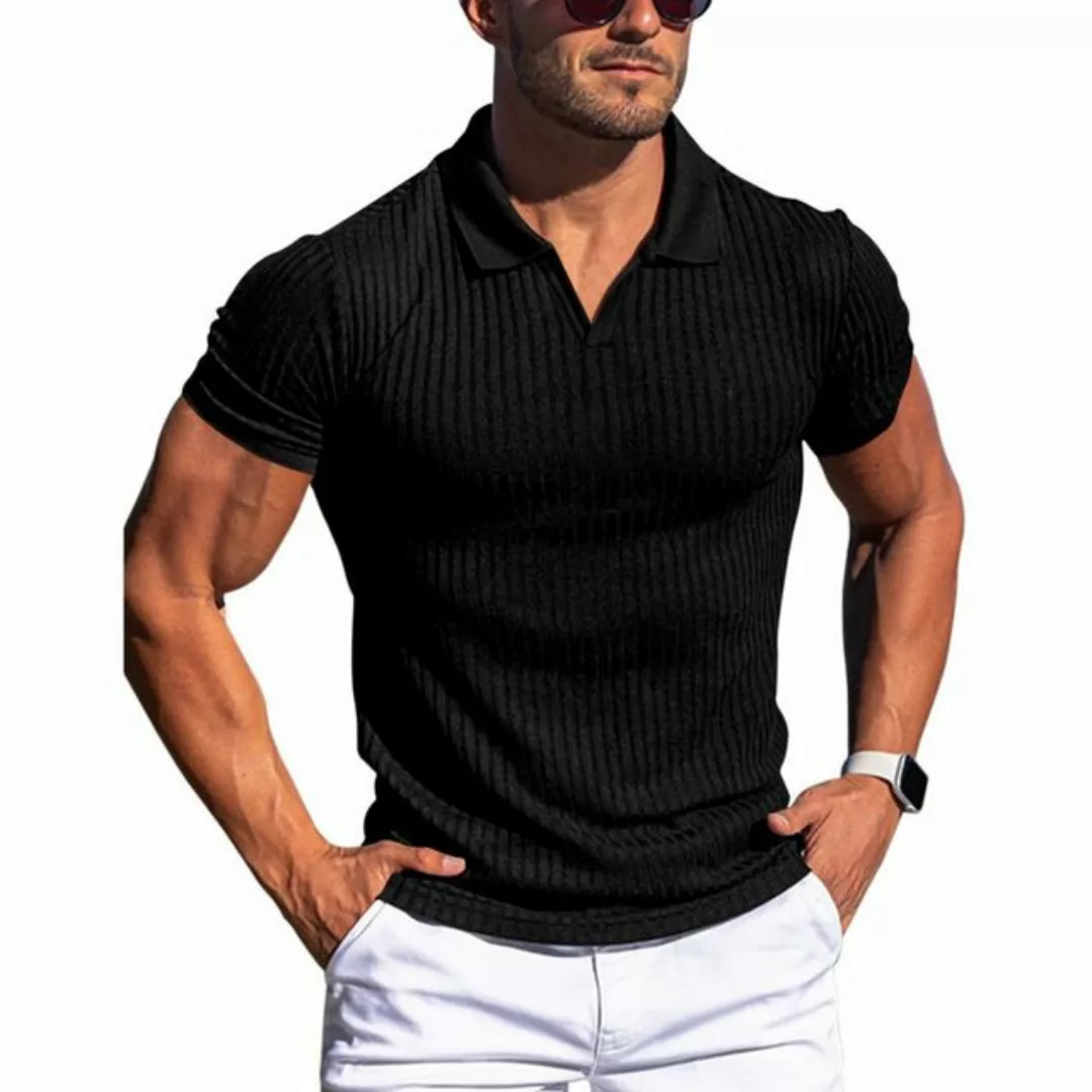 FIDDY Kurzarmshirt Sommerliches Herren-T-Shirt mit kurzen Ärmeln und vertik günstig online kaufen