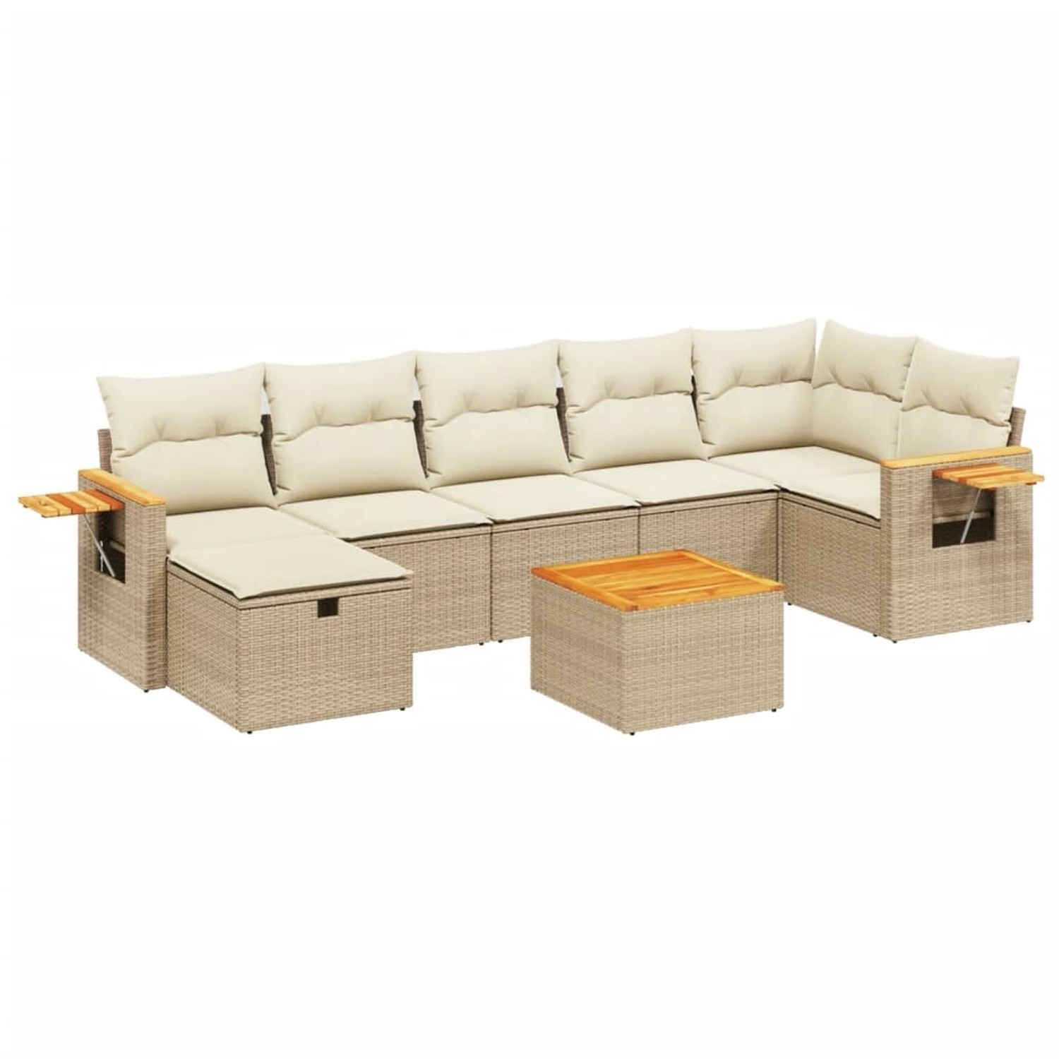 vidaXL 8-Tlg Garten-Sofagarnitur mit Kissen Beige Poly Rattan 3265538 günstig online kaufen