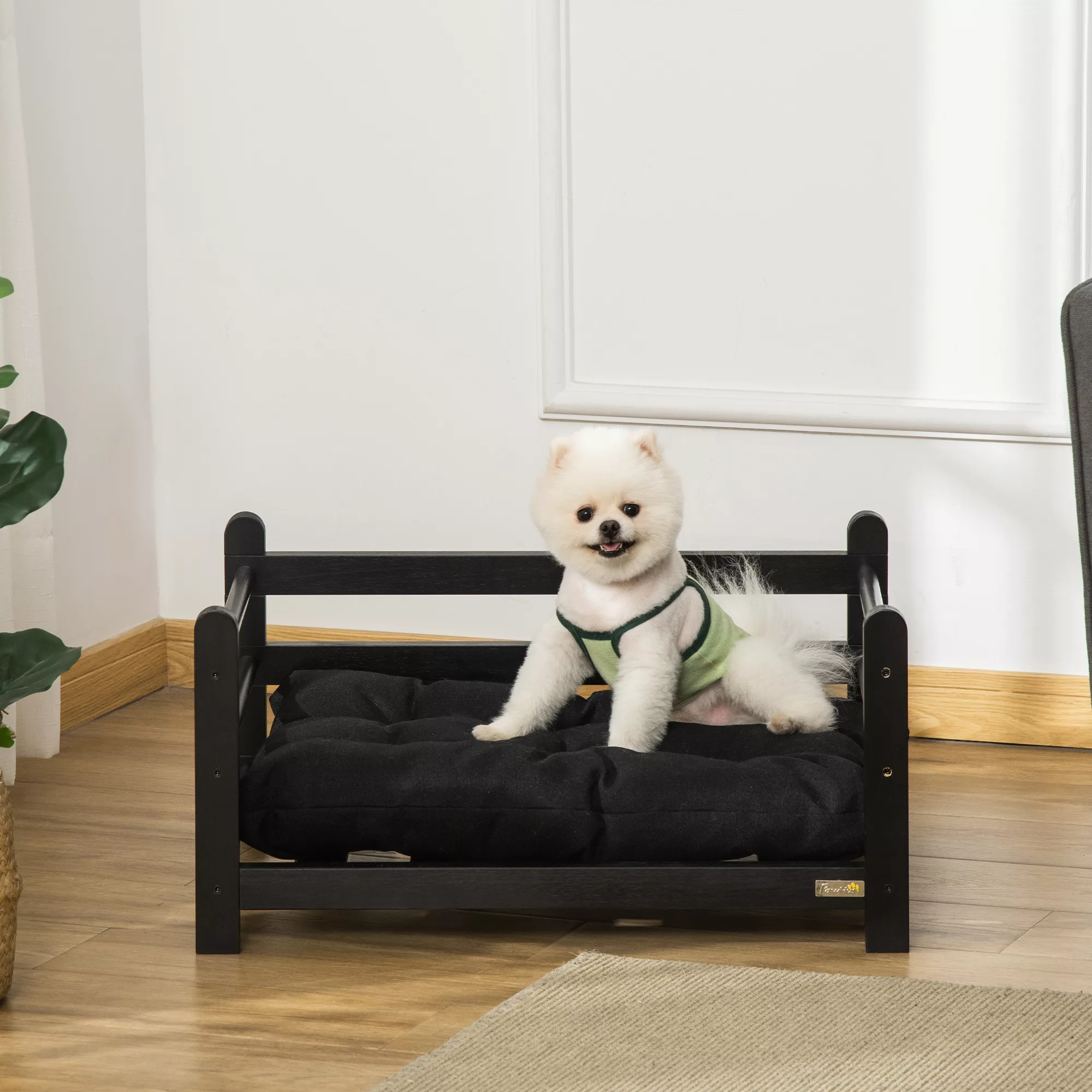 PawHut Hundebett  Erhöhtes Haustierbett mit Kissen, Holzrahmen, für kleine günstig online kaufen