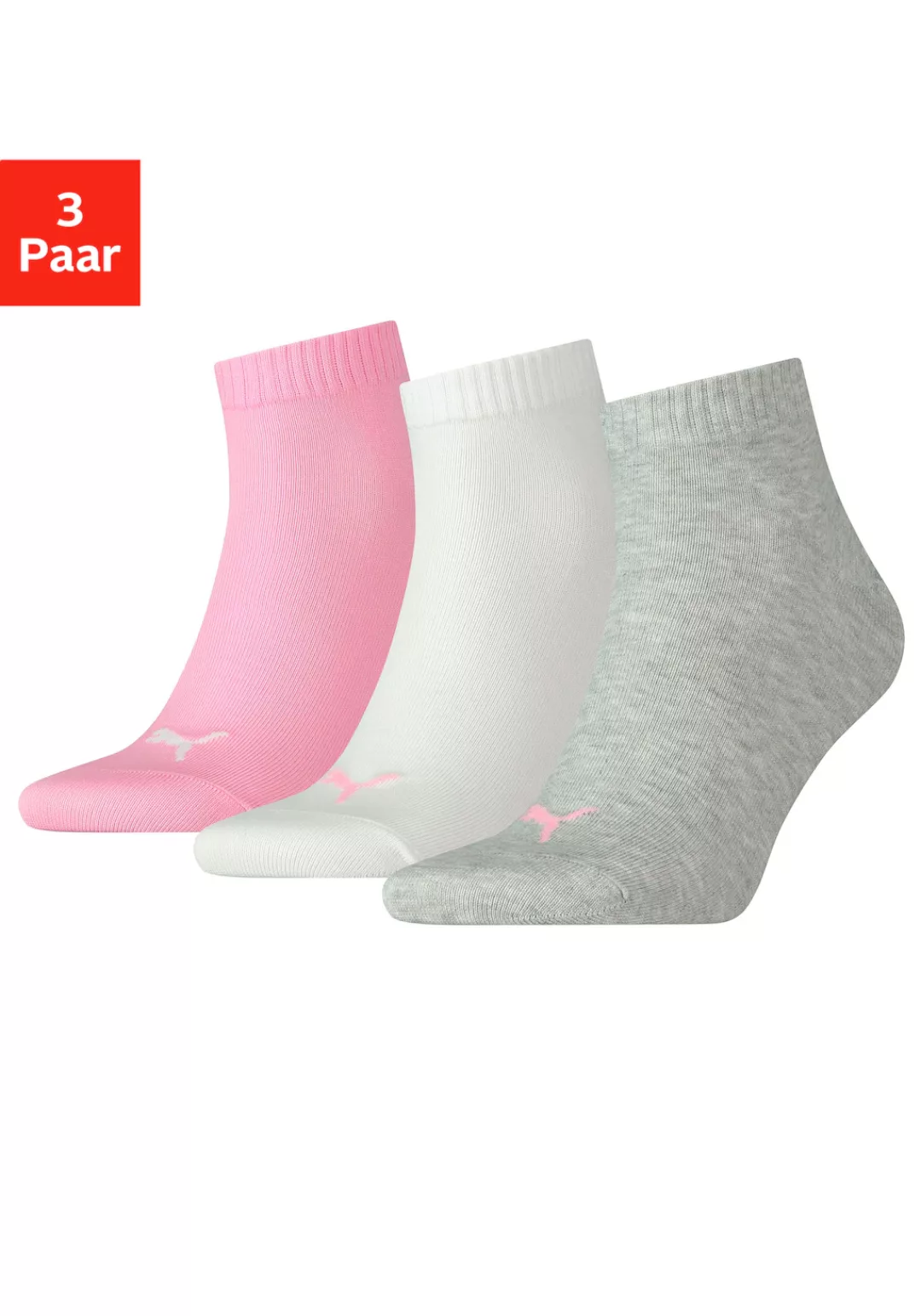 PUMA Kurzsocken, (3 Paar), mit Rippbündchen günstig online kaufen