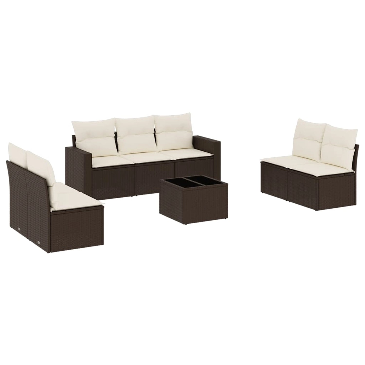 vidaXL 8-Tlg Garten-Sofagarnitur mit Kissen Braun Poly Rattan 3218833 günstig online kaufen