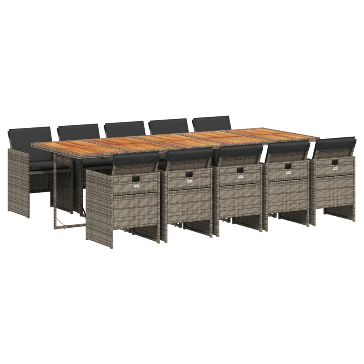 vidaXL 11-Tlg Garten-Essgruppe mit Kissen Grau Poly Rattan 3210578 günstig online kaufen