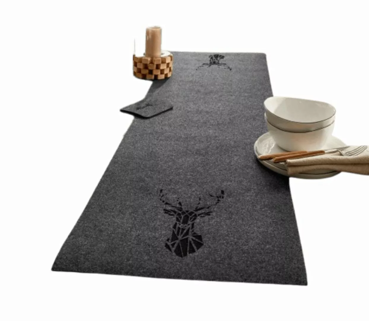 Home-trends24.de Tischläufer Hirsch Grau Filz Tisch günstig online kaufen