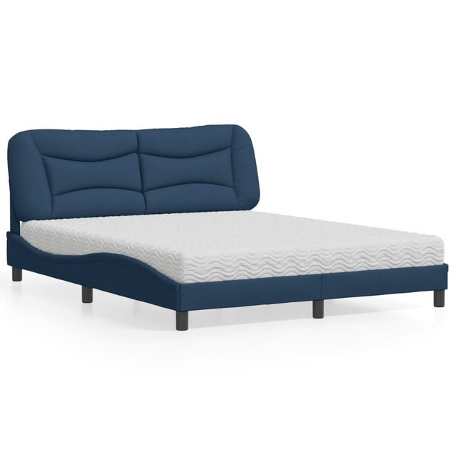 vidaXL Bett Bett mit Matratze Blau 160x200 cm Stoff günstig online kaufen