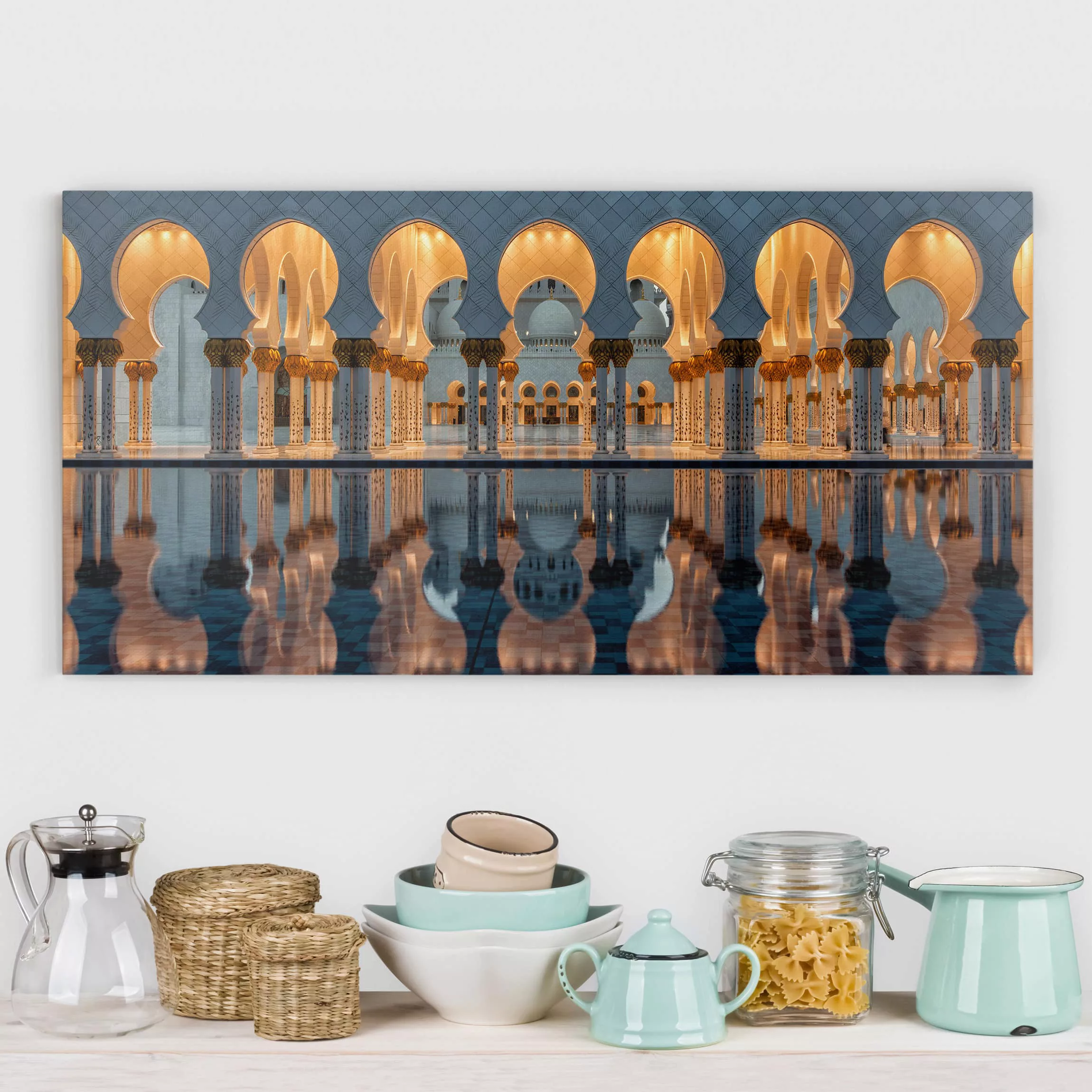 Leinwandbild Architektur & Skyline - Querformat Reflexionen in der Moschee günstig online kaufen