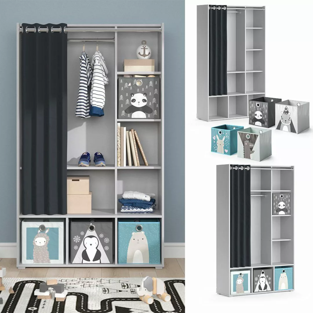 Vicco Kleiderschrank Luigi, Hellgrau, 105.8 x günstig online kaufen
