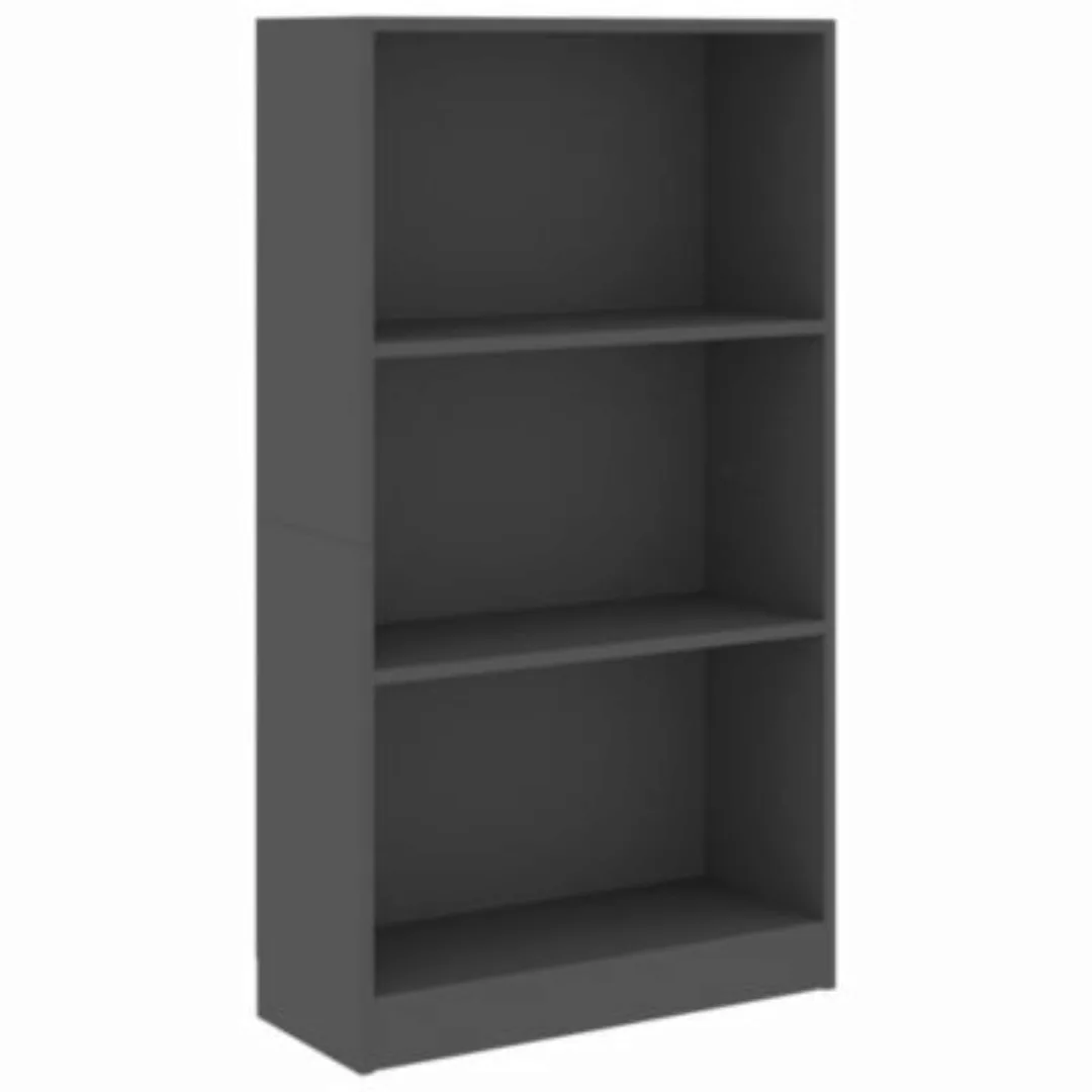 Bücherregal 3 Fächer Grau 60 X 24 X 108 Cm Spanplatte günstig online kaufen