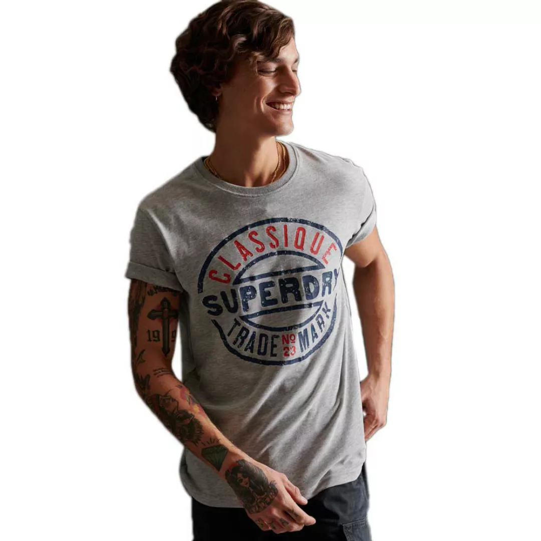 Superdry Workwear Trademark Kurzarm T-shirt 2XL Grey Marl günstig online kaufen