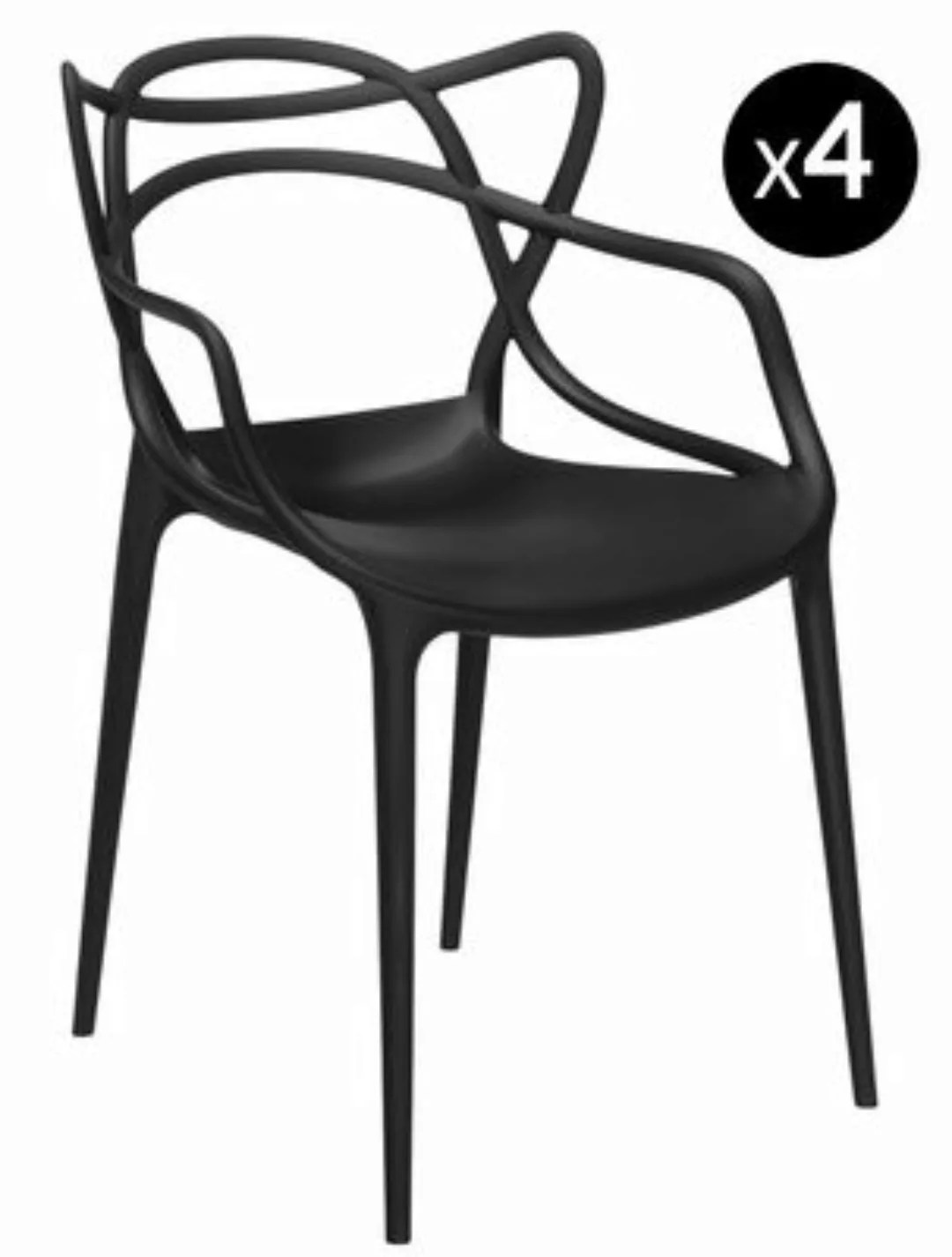 Stapelbarer Stuhl Masters plastikmaterial schwarz 4-er Set - Kartell - Schw günstig online kaufen
