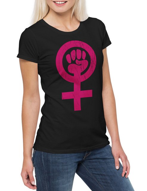 Urban Backwoods Print-Shirt Feminism Symbol Damen T-Shirt Shirt Zeichen Fau günstig online kaufen