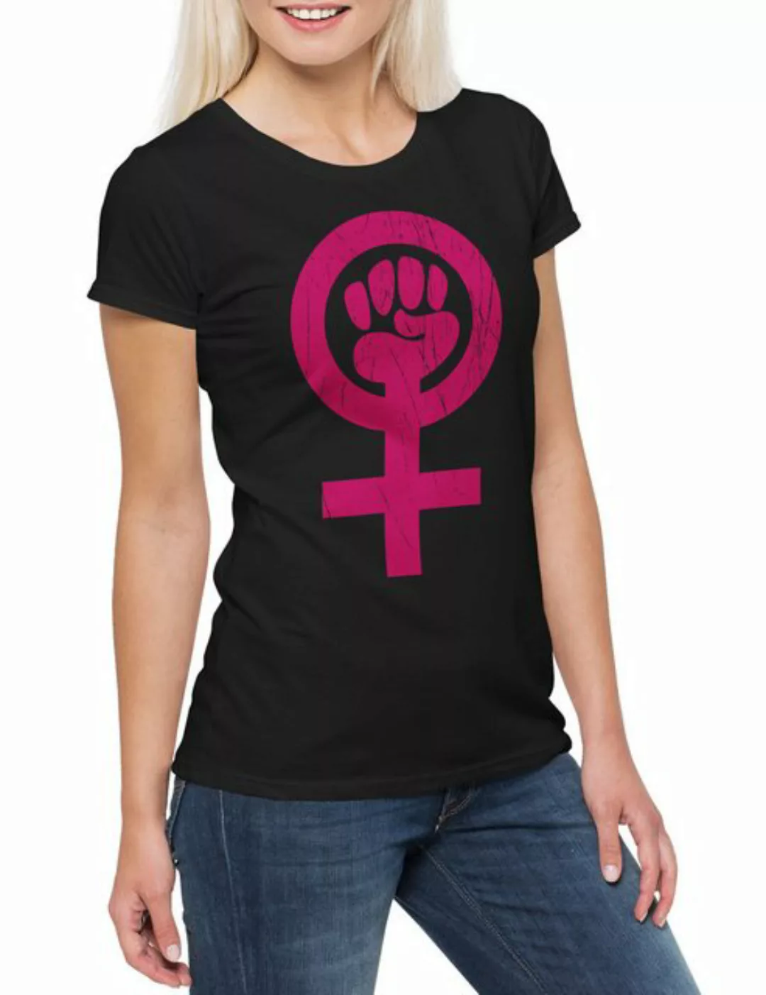 Urban Backwoods Print-Shirt Feminism Symbol Damen T-Shirt Shirt Zeichen Fau günstig online kaufen