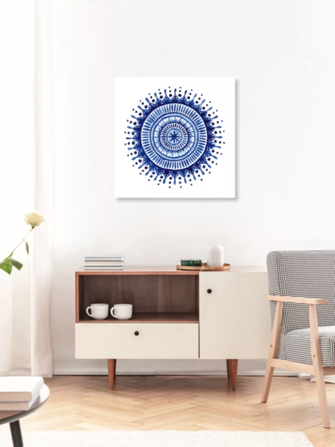 Poster / Leinwandbild - Blue Watercolor Mandala günstig online kaufen