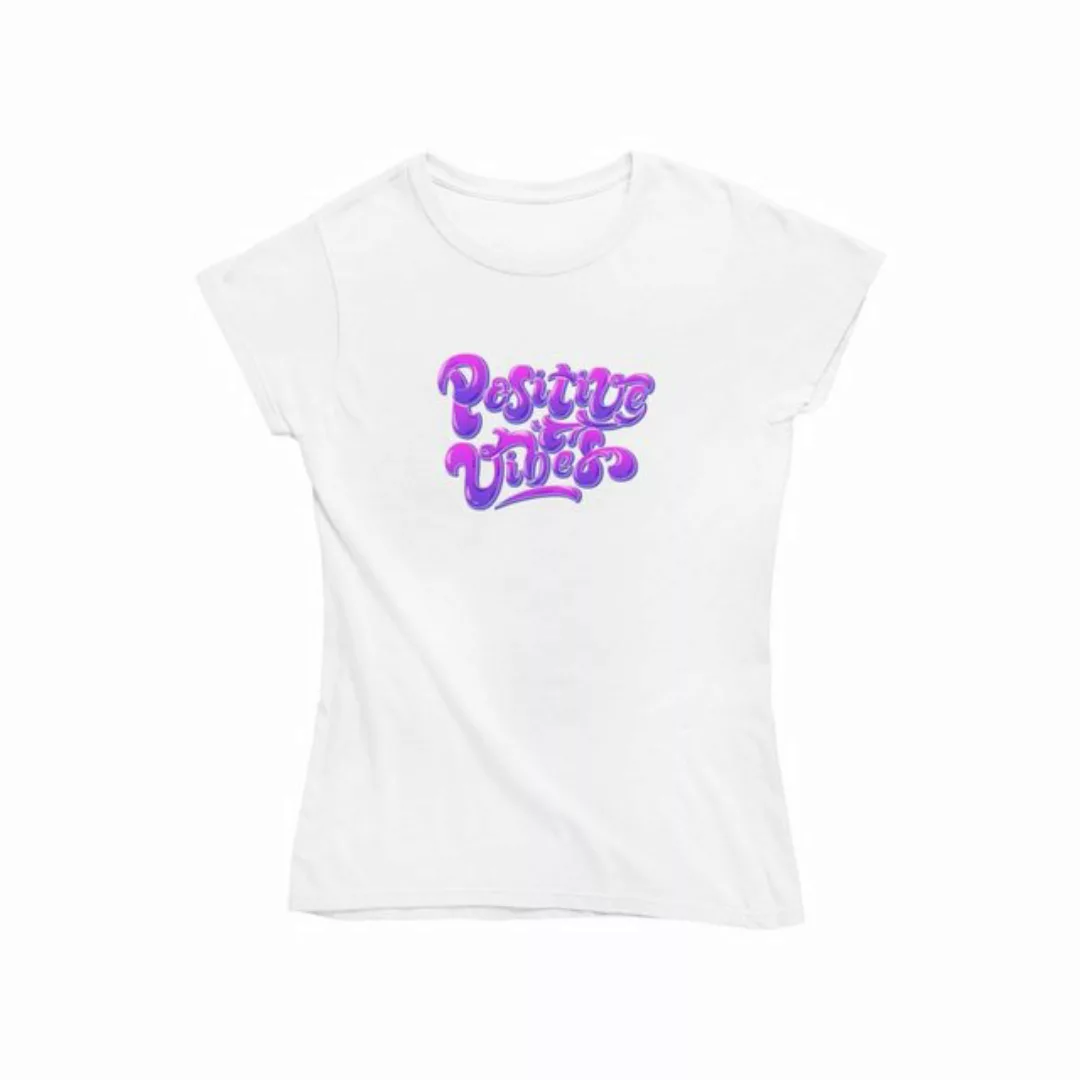 Novux T-Shirt Positive Vibes Damen Tshirt Farbe Weiß günstig online kaufen