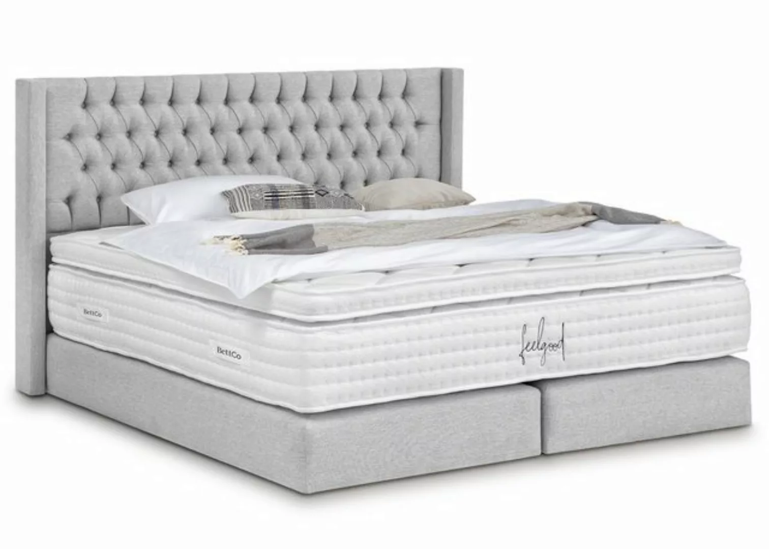 BettCo Boxspringbett Florida, Kopfteil mit Ohren + optionaler Topper, Gleit günstig online kaufen