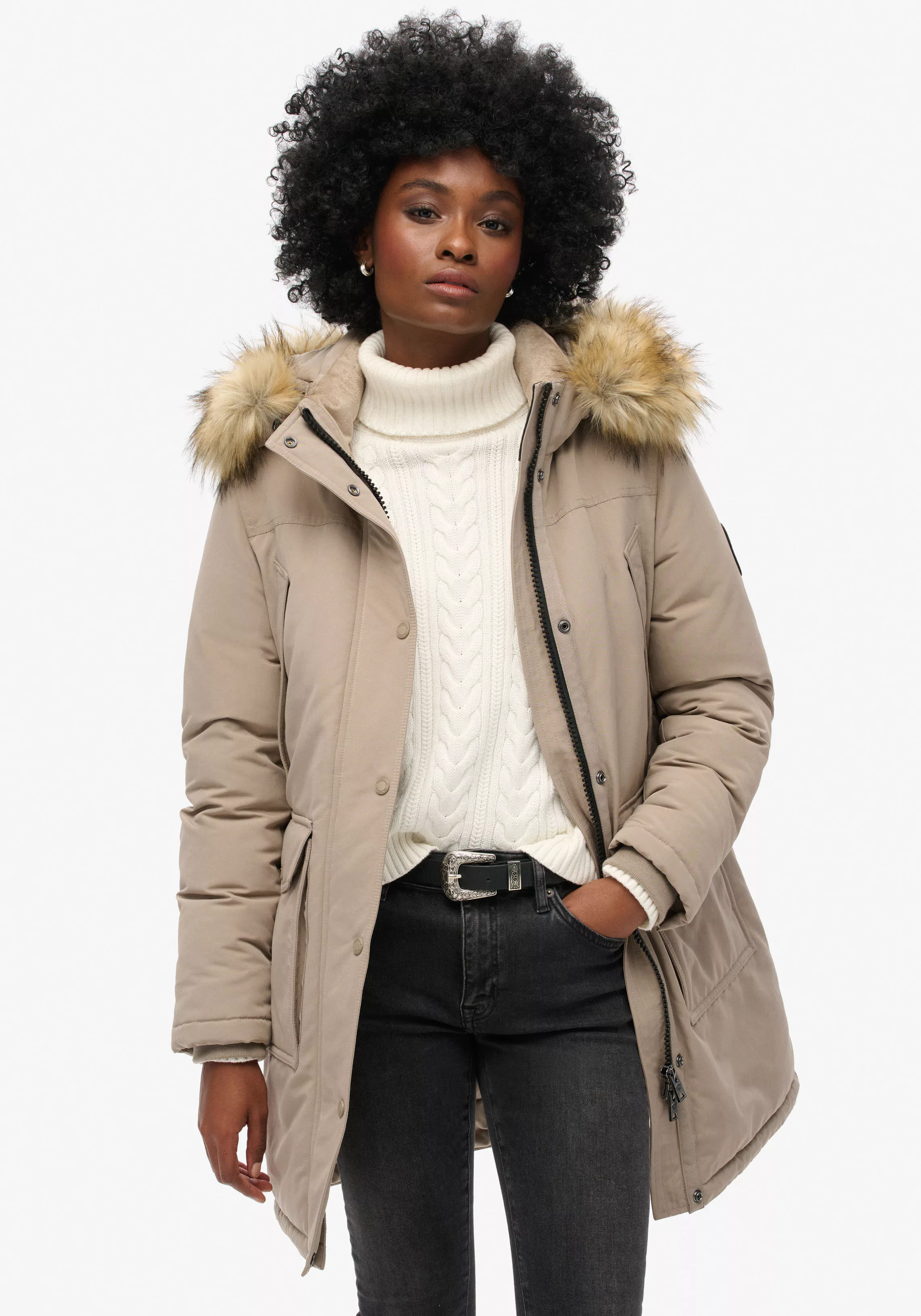 Superdry Steppjacke "EVEREST FAUX FUR PARKA JACKET", mit Kapuze günstig online kaufen