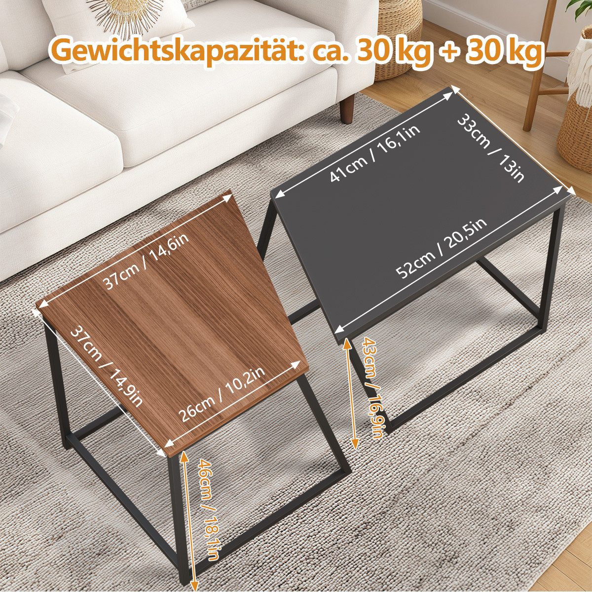 Simloveve Beistelltisch Sofatisch Couchtisch 2er Set günstig online kaufen