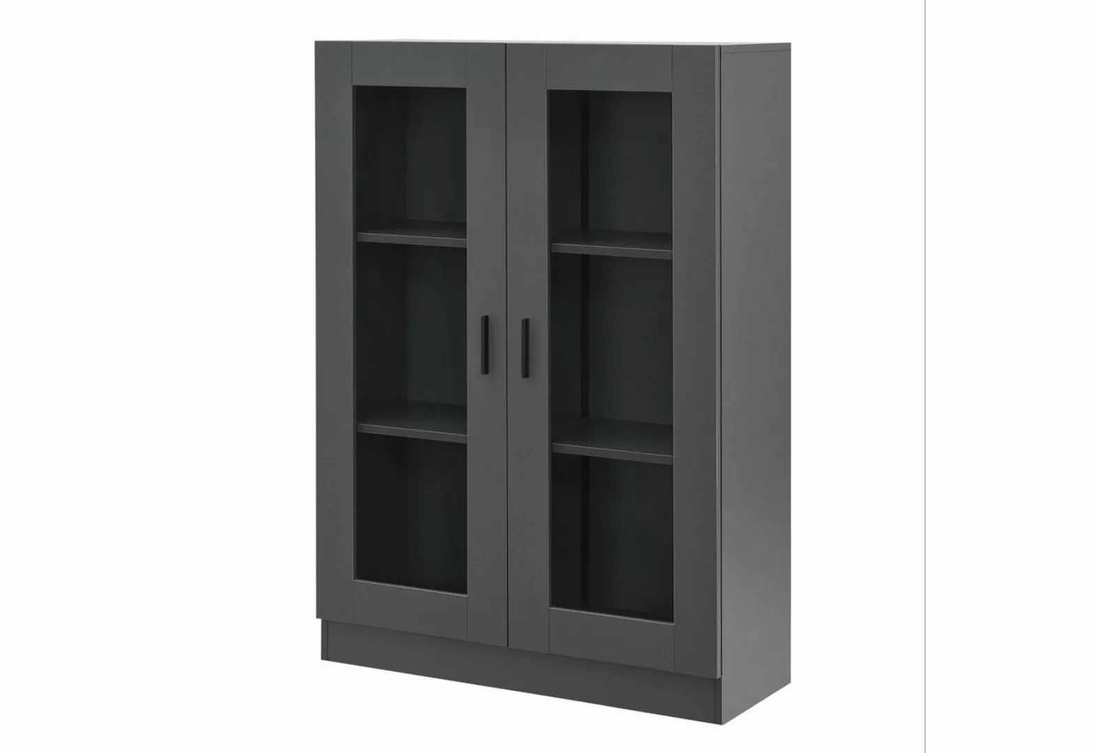 en.casa Vitrine »Sorø« Wohnzimmerschrank 80x31x115cm Dunkelgrau günstig online kaufen