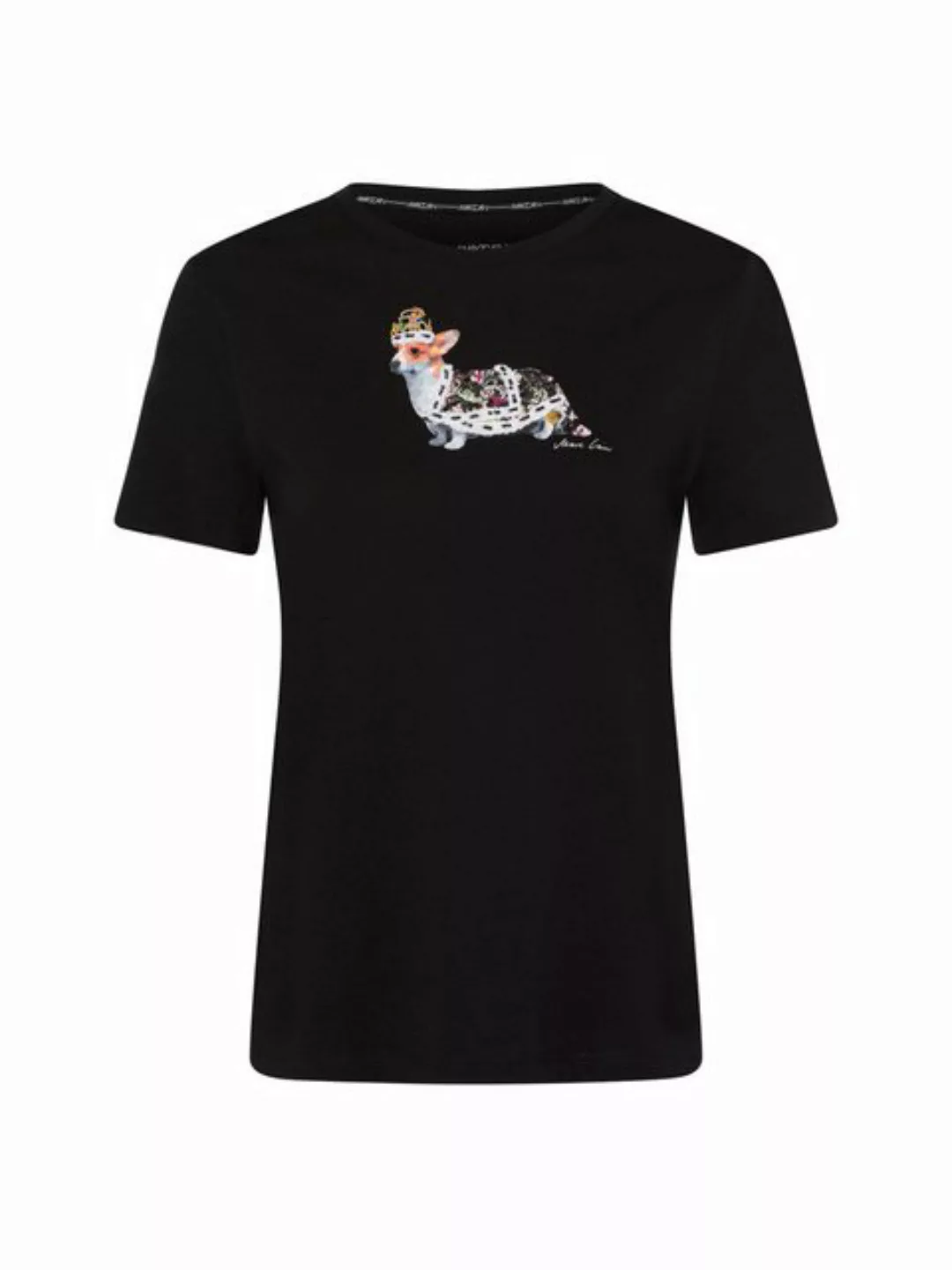 Marc Cain T-Shirt Purpel Rain Premium Damenmode T-Shirt mit Hunde-Applikati günstig online kaufen