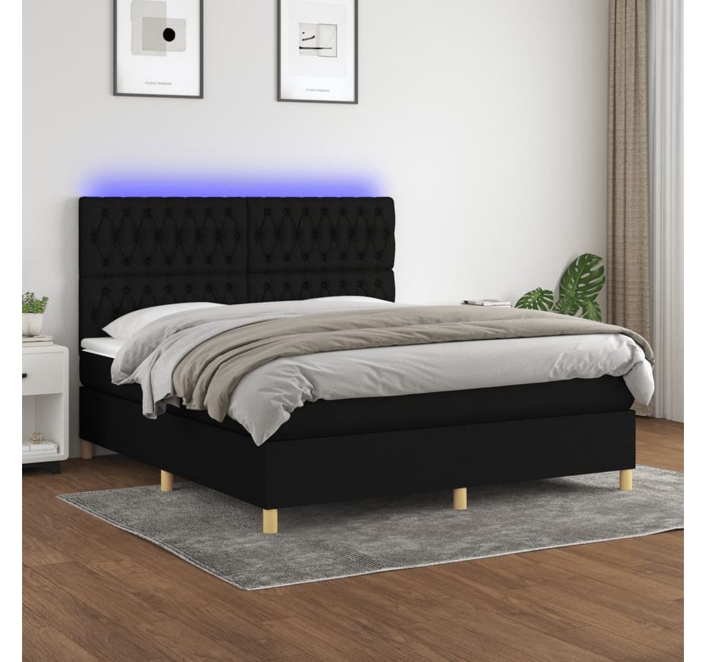 vidaXL Boxspringbett Boxspringbett mit Matratze LED Schwarz 160x200 cm Stof günstig online kaufen