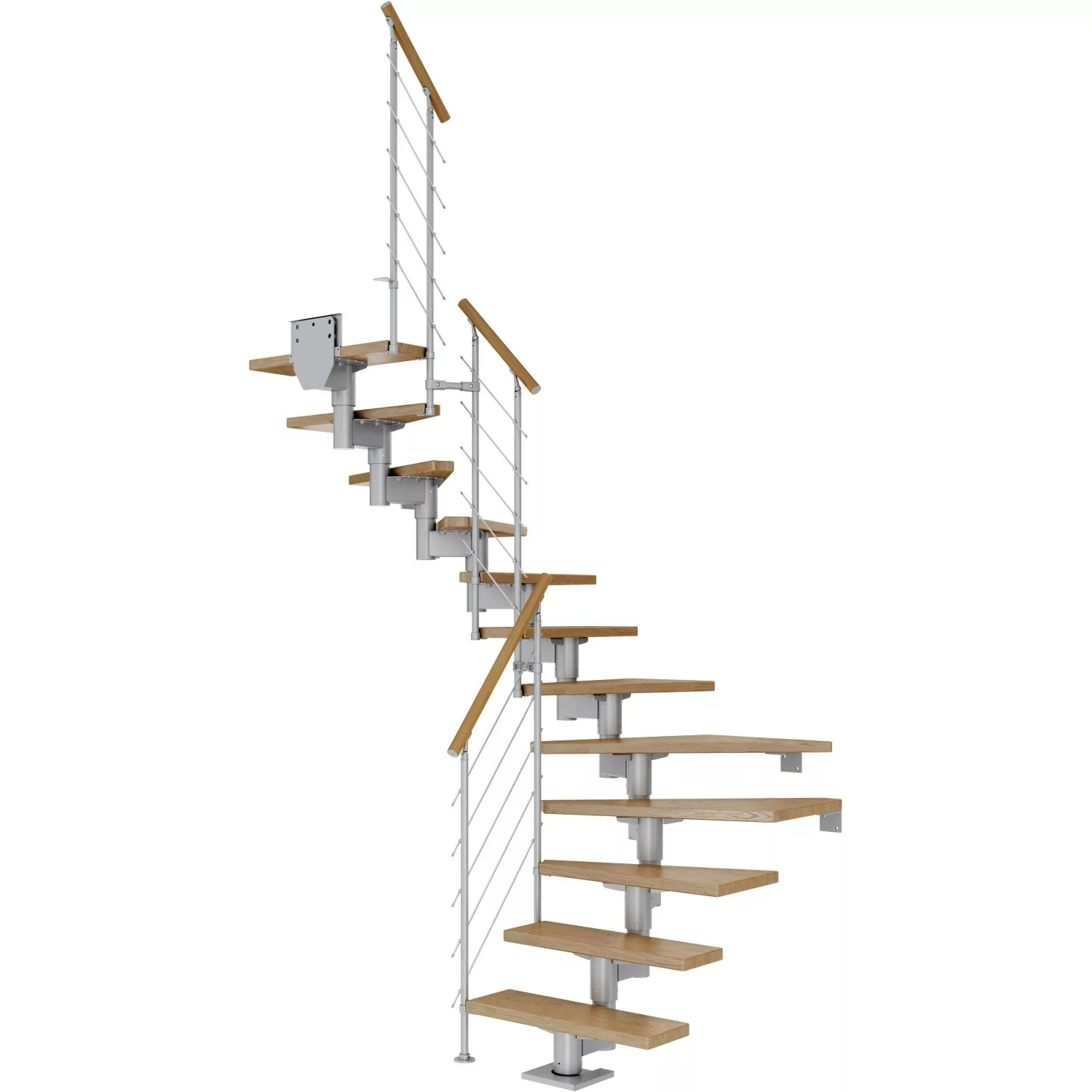 Dolle Mittelholmtreppe Cork Eiche Perlgrau GH b. 270 cm 1/2 Gewendelt 75 cm günstig online kaufen