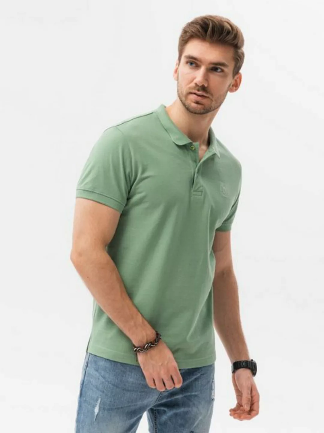 OMBRE Poloshirt Ombre Poloshirt aus Piqué-Strick für Herren - hellgrün V11 günstig online kaufen