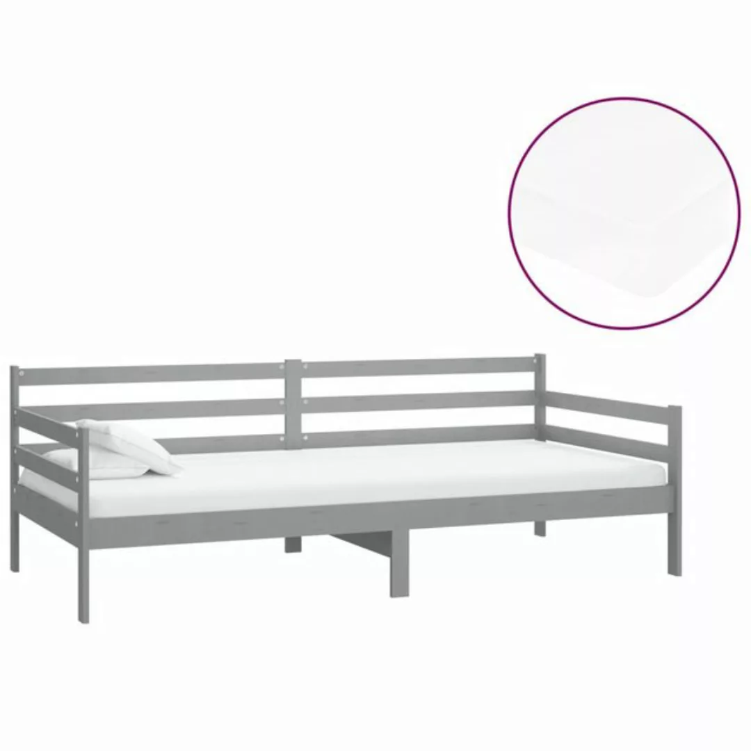 vidaXL Gästebett Tagesbett Gästebett mit Matratze 90x200 cm Grau Massivholz günstig online kaufen