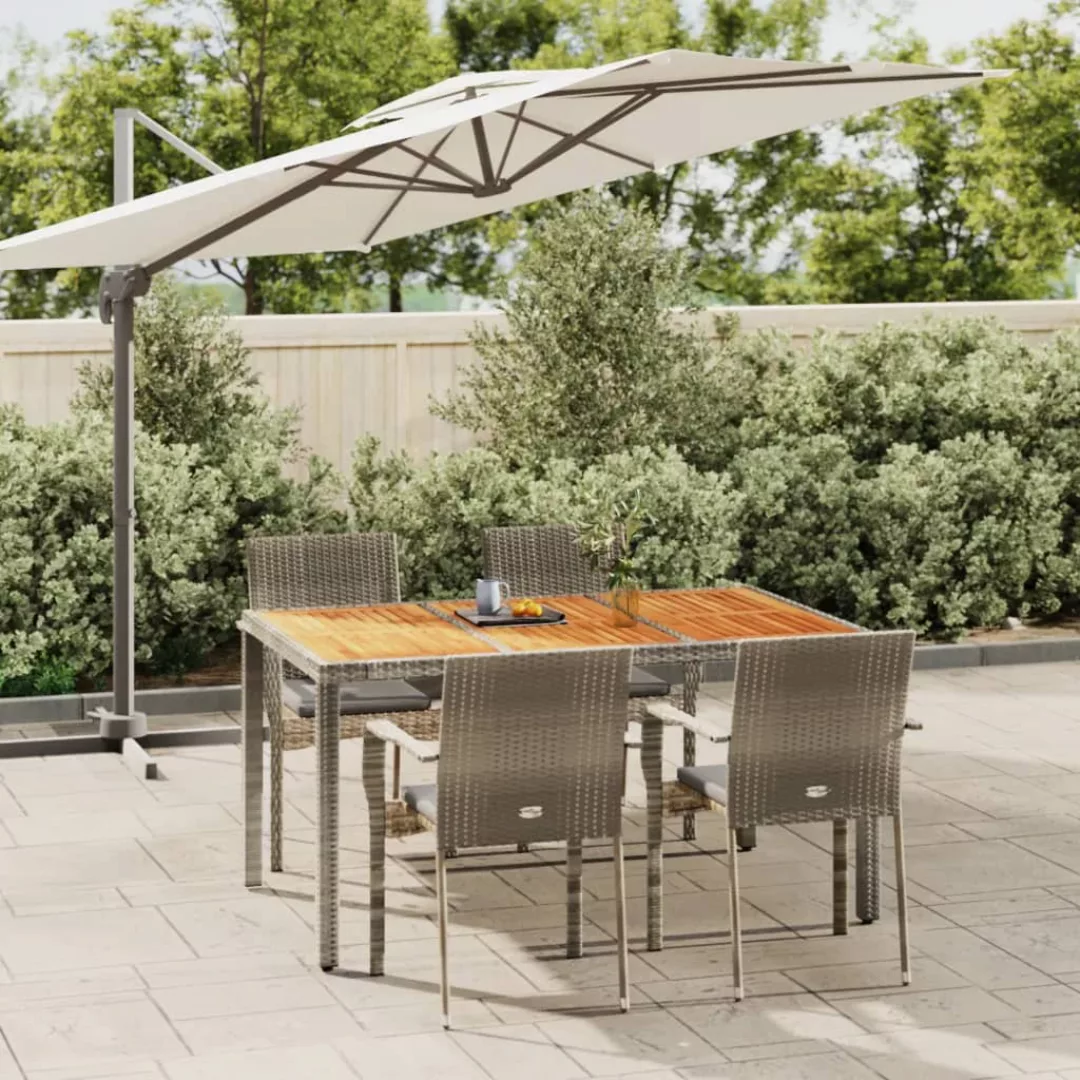 Vidaxl 5-tlg. Garten-essgruppe Mit Kissen Grau Poly Rattan günstig online kaufen