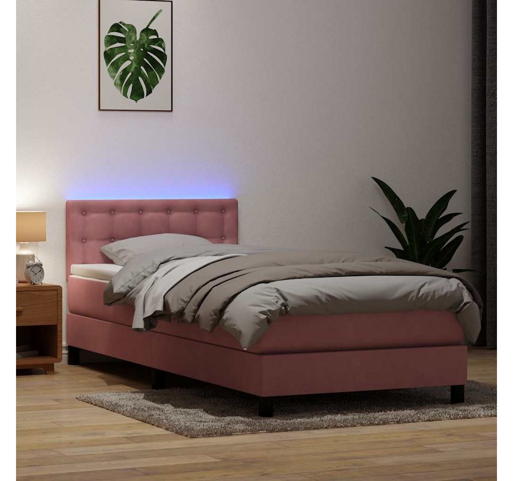 vidaXL Boxspringbett, Boxspringbett mit Matratze Rosa 90x210 cm Samt günstig online kaufen