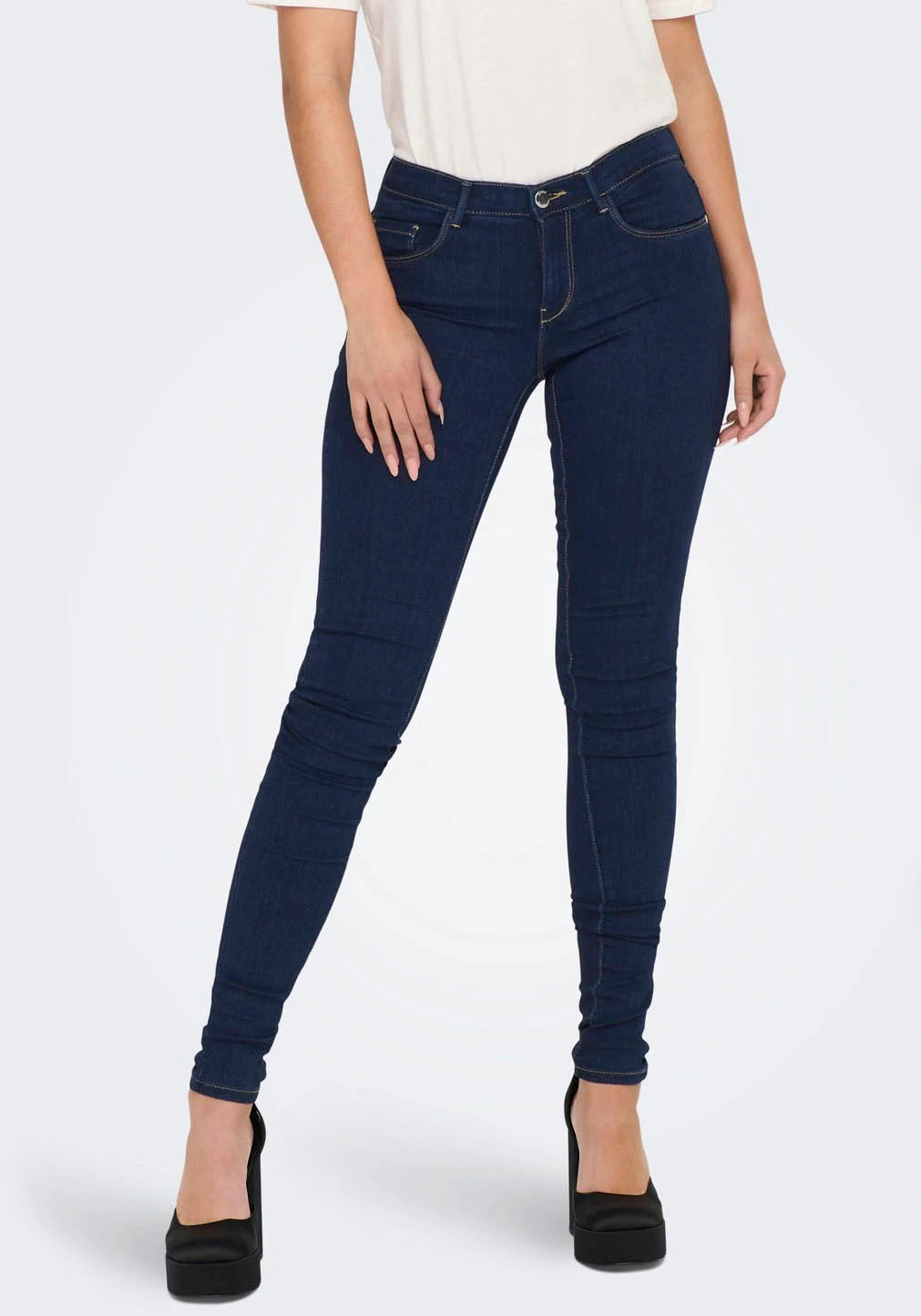 Only Damen Jeans onlRAIN REG SKINNY JEANS CRY6060 - Skinny Fit - Schwarz - günstig online kaufen