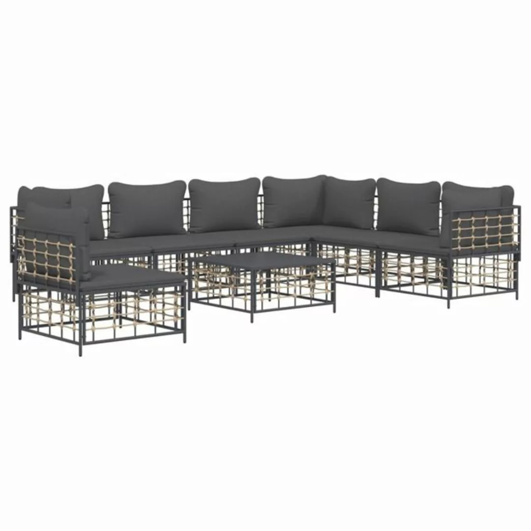 Vidaxl 8-tlg. Garten-lounge-set Mit Kissen Anthrazit Poly Rattan günstig online kaufen