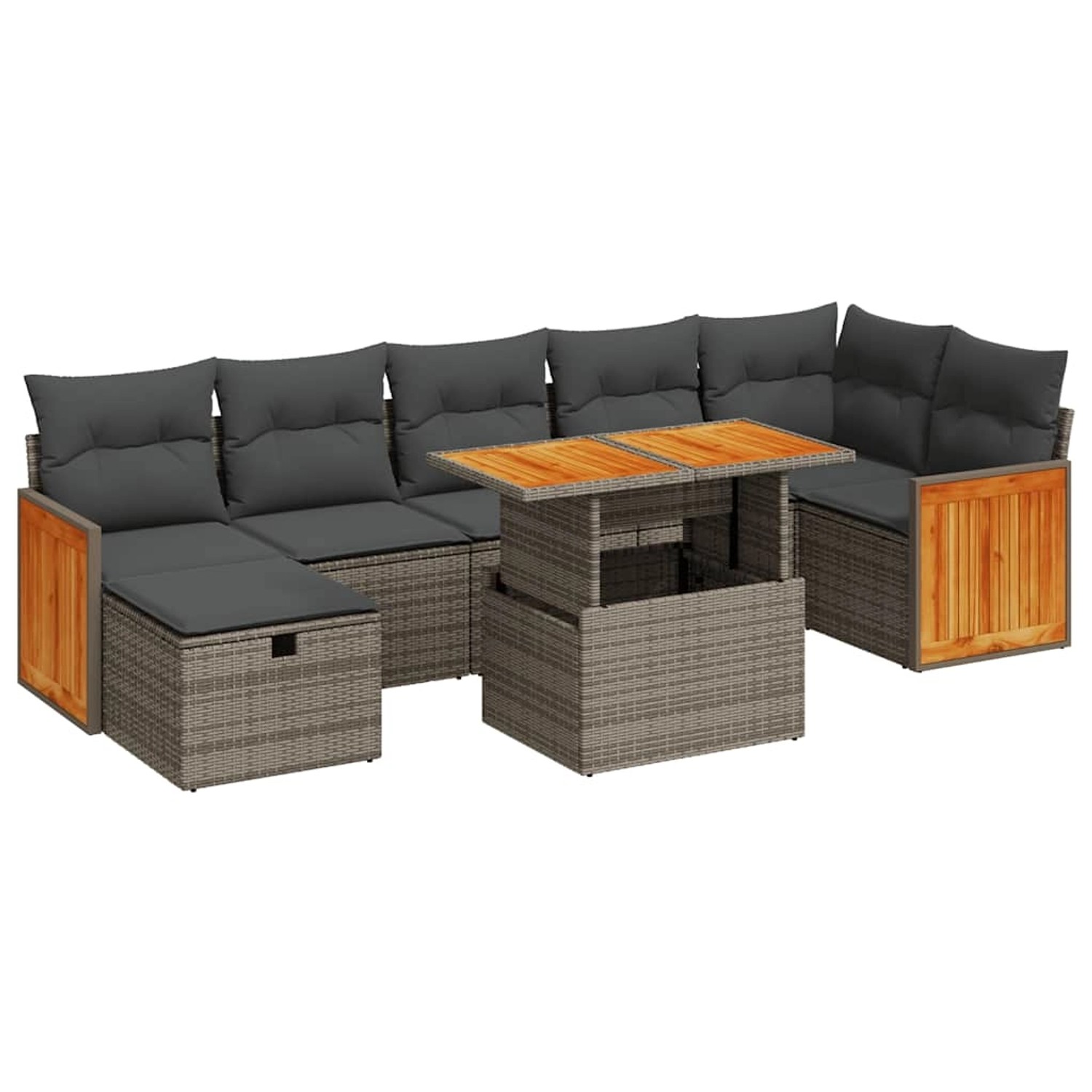 vidaXL 5-Tlg Garten-Sofagarnitur mit Kissen Grau Poly Rattan 3328166 günstig online kaufen