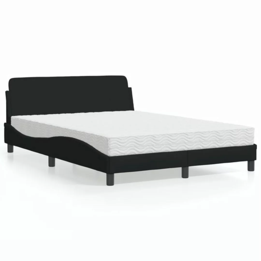 vidaXL Bettgestell Bett mit Matratze Schwarz 120x200 cm Stoff Bett Bettgest günstig online kaufen