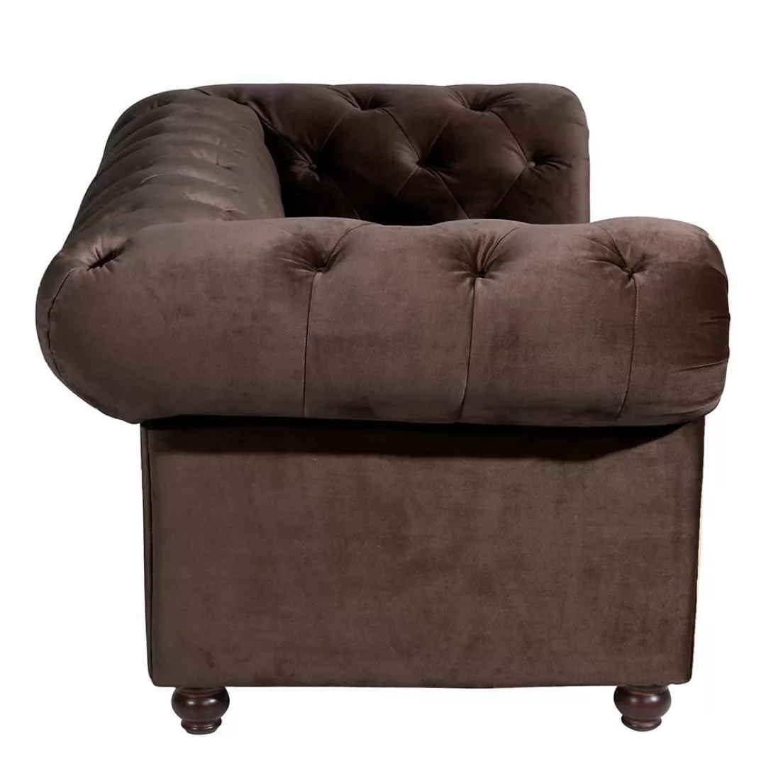 Braunes Samtvelours Sofa im Chesterfield Look zwei Sitzplätzen günstig online kaufen