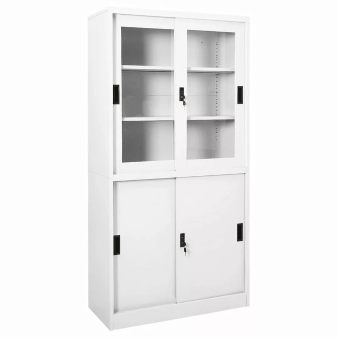 vidaXL Aktenschrank Büroschrank mit Schiebetüren Weiß 90x40x180 cm Stahl (1 günstig online kaufen