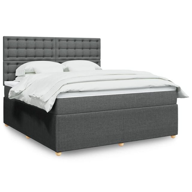 vidaXL Boxspringbett, Boxspringbett mit Matratze Dunkelgrau 180x200 cm Stof günstig online kaufen