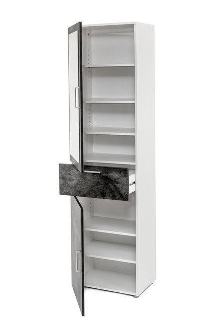 freiraum Garderobenschrank 8871-11.22 in Weiß/Schiefer - 50x195x32 (BxHxT) günstig online kaufen