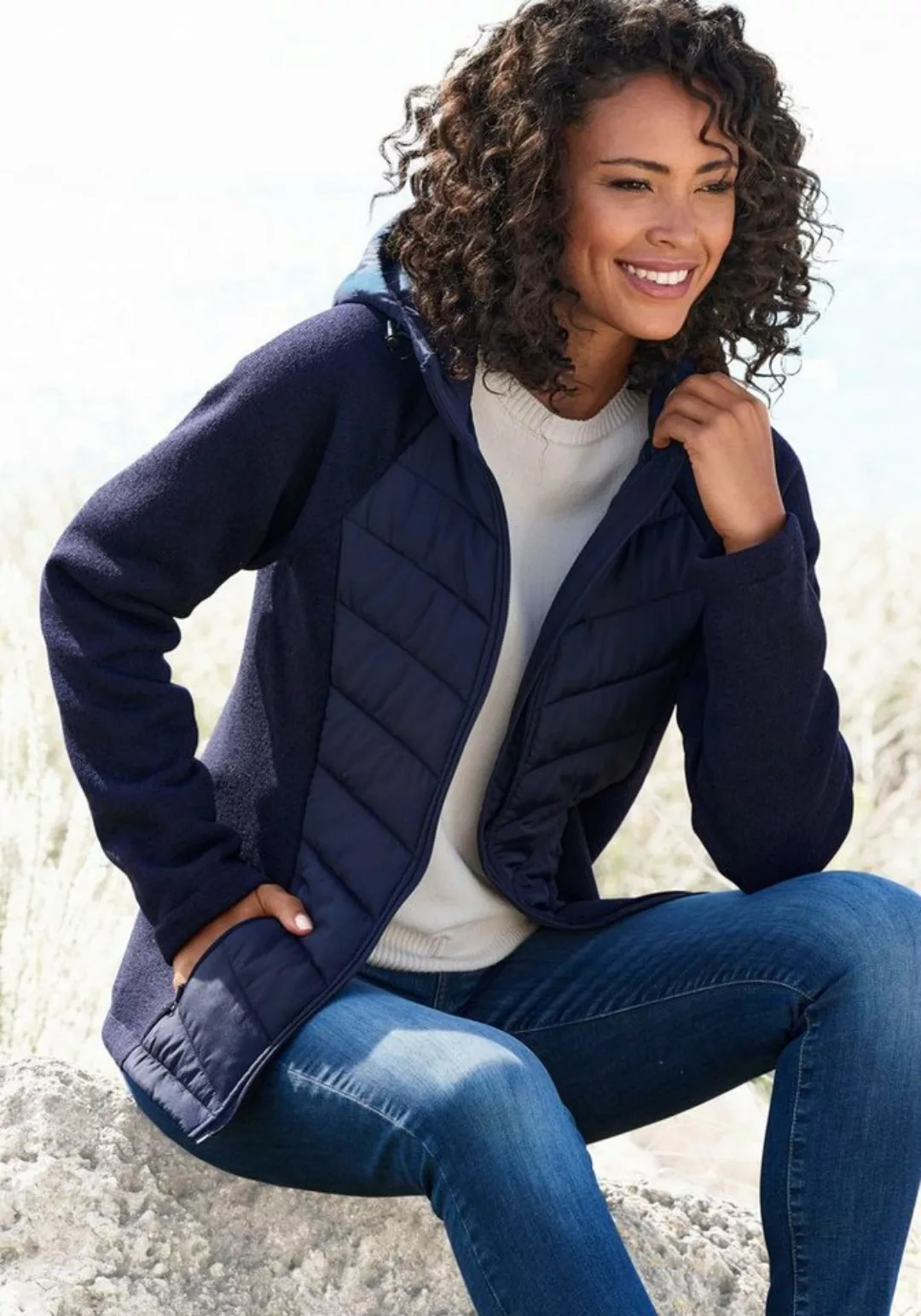 Vivance Steppjacke mit Strickfleece-Ärmeln günstig online kaufen