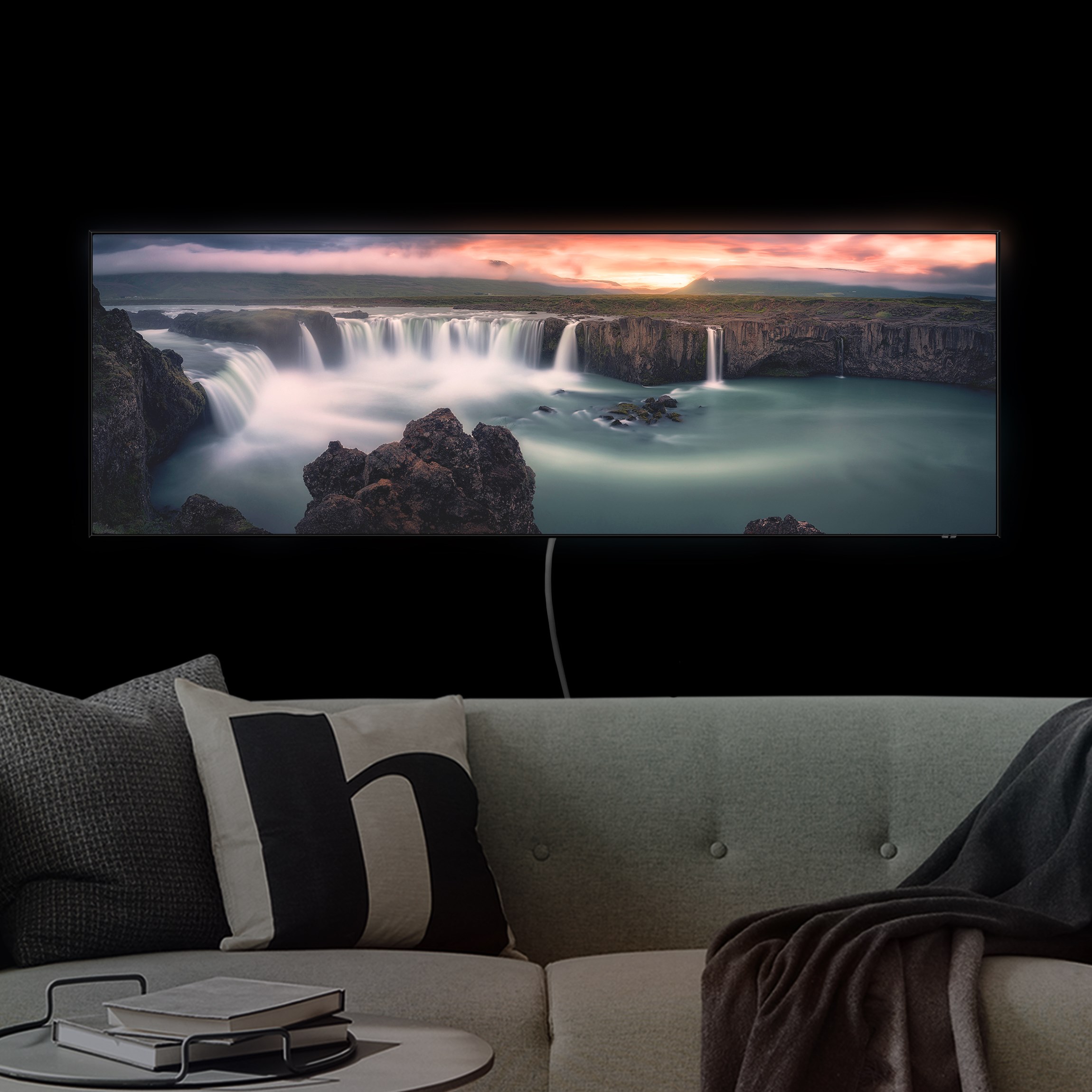 LED-Wechselbild Goðafoss Wasserfall in Island günstig online kaufen