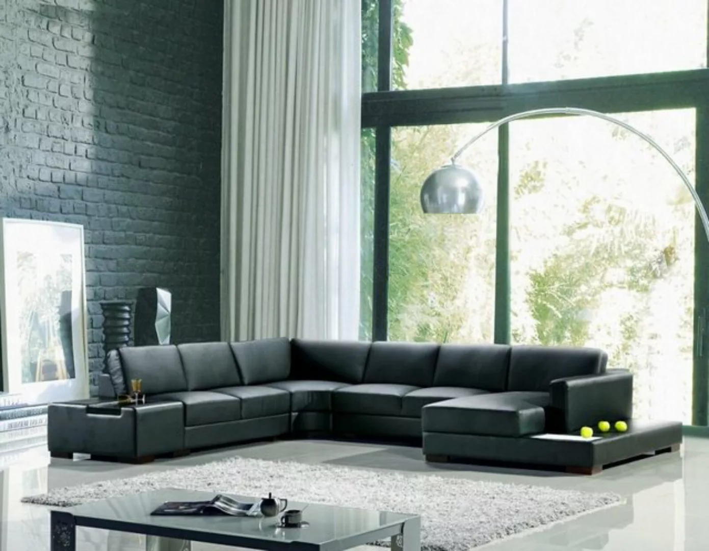 JVmoebel Ecksofa Ecksofa Schwarz U-Form Luxus Stil Modern Wohnzimmer Sofa S günstig online kaufen