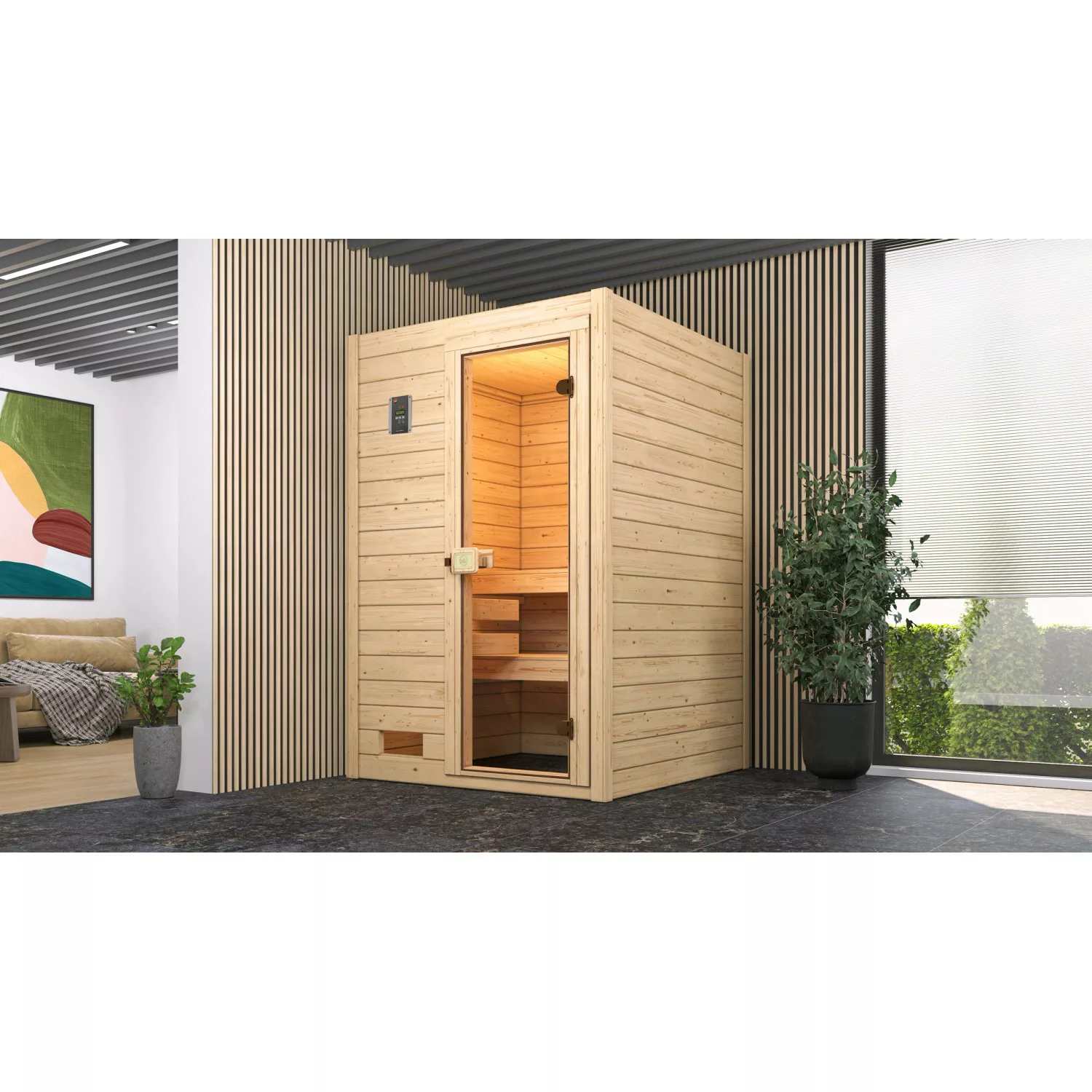 Weka Massivholzsauna Valida 1 Sparset 4,5 kW BioS Glastür günstig online kaufen