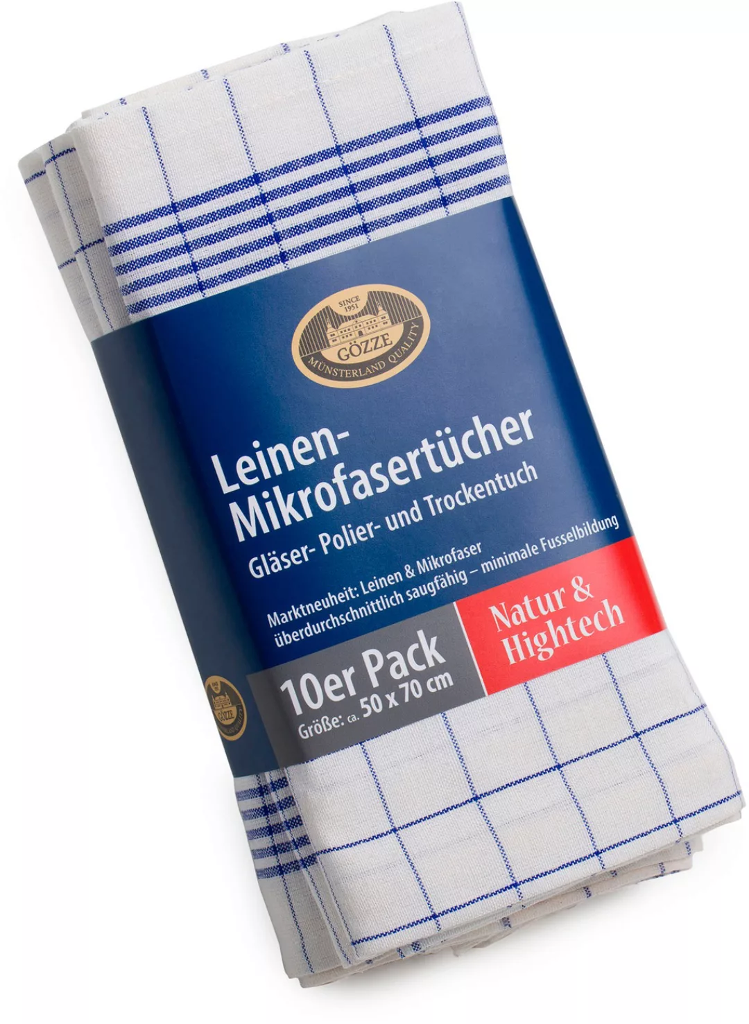 10er Pack Gözze Geschirrtücher 50x70 Leinen- Mikrofasertücher-weiß/rot günstig online kaufen