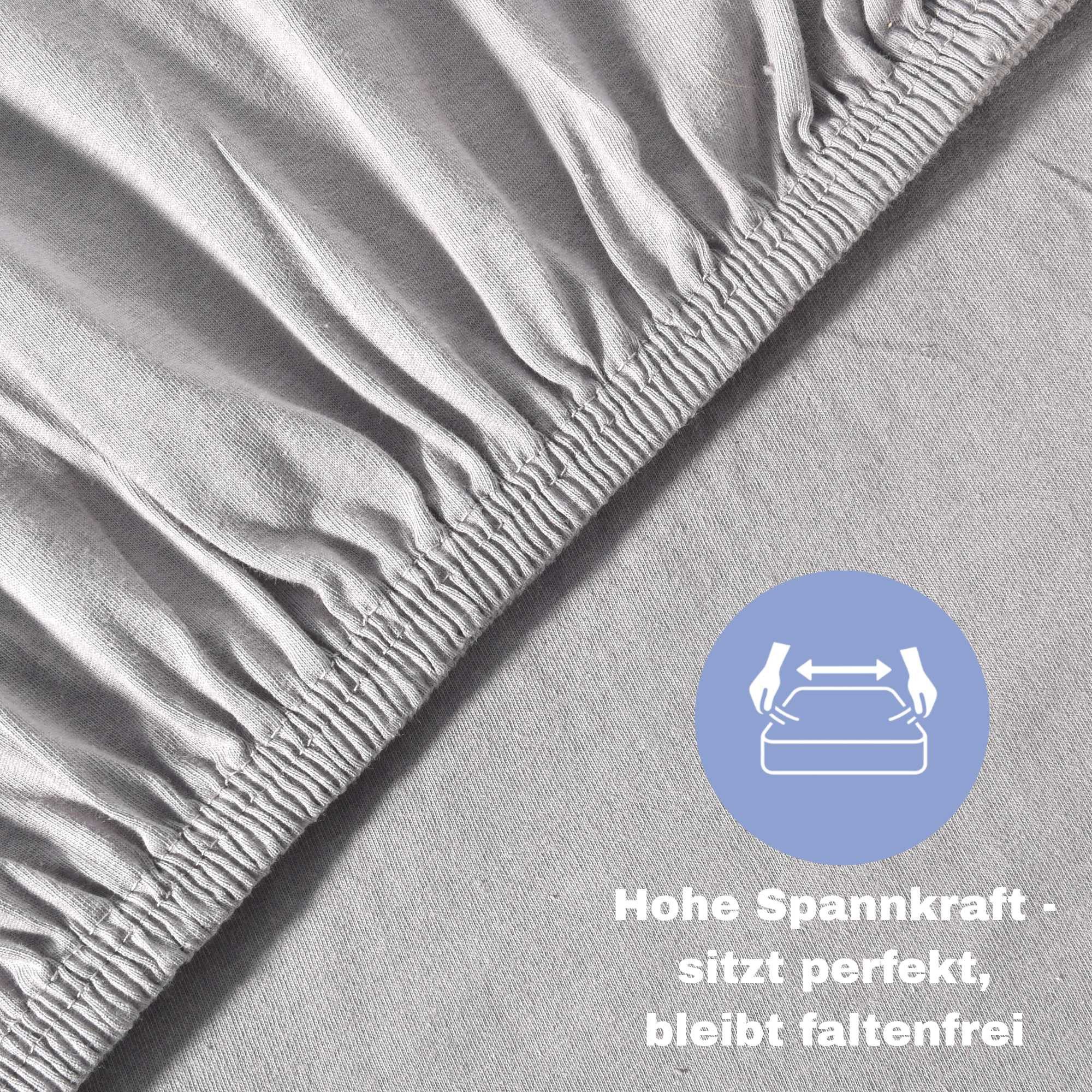 leevitex® Spannbettlaken Spannbettlaken Grau 2er Pack günstig online kaufen