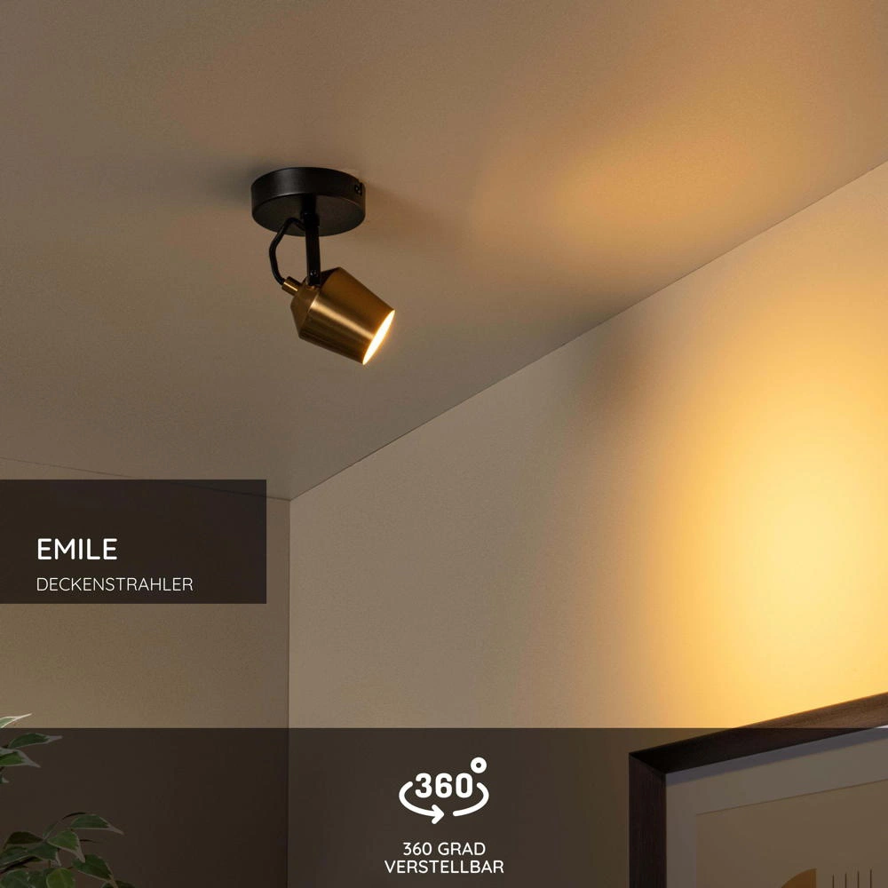 Wand- und Deckenspot Emile in Gold-matt und Schwarz GU10 günstig online kaufen