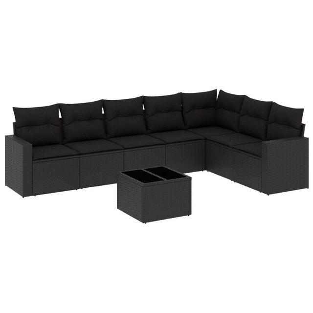 vidaXL Sofaelement 8-tlg. Garten-Sofagarnitur mit Kissen Schwarz Poly Ratta günstig online kaufen